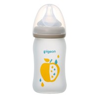 Pigeon 日本原装进口 贝亲母乳实感 宽口径玻璃 防胀气防摔 限定奶瓶 160ml - 水果